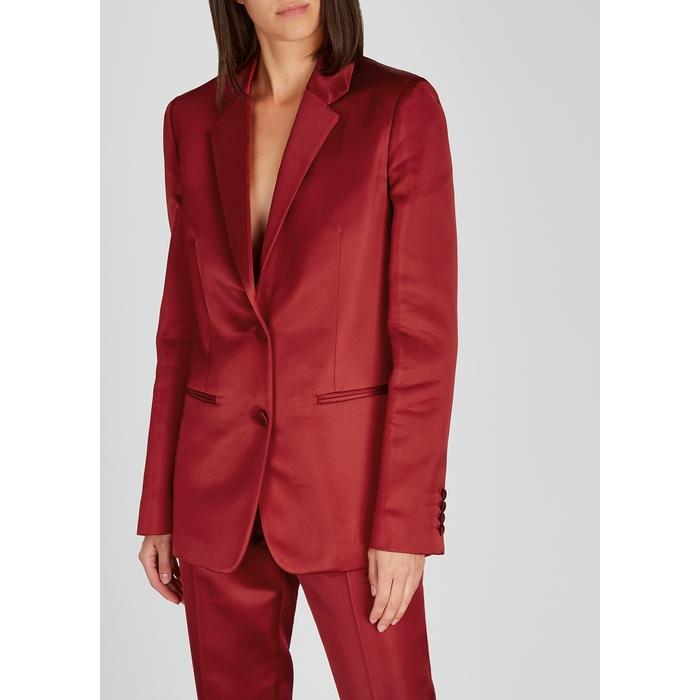 satin red blazer