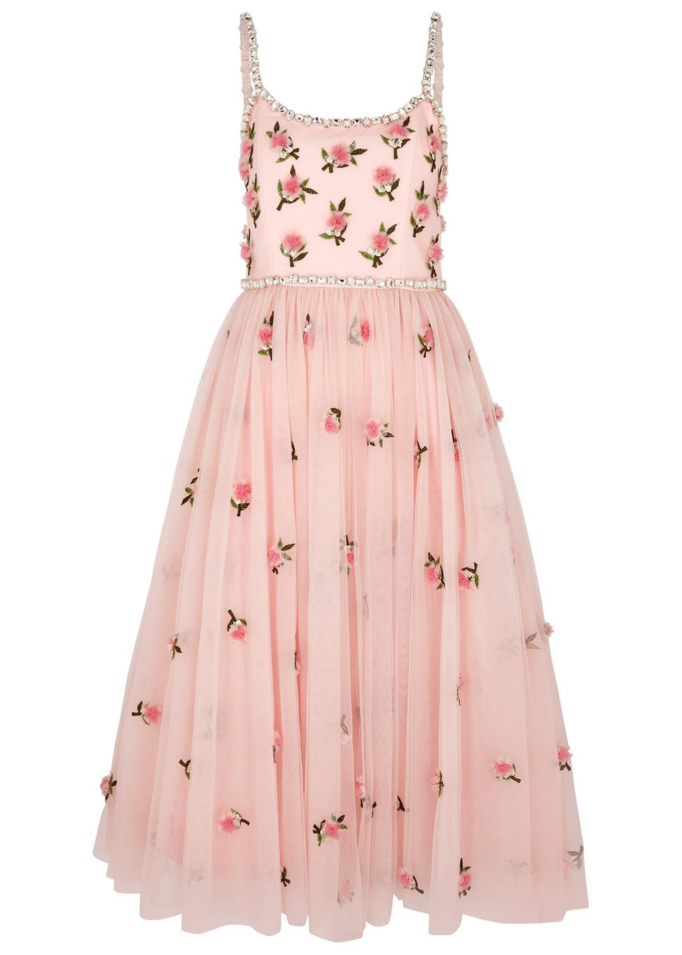 Layla Tulle Maxi Dress, Green + Pink Floral