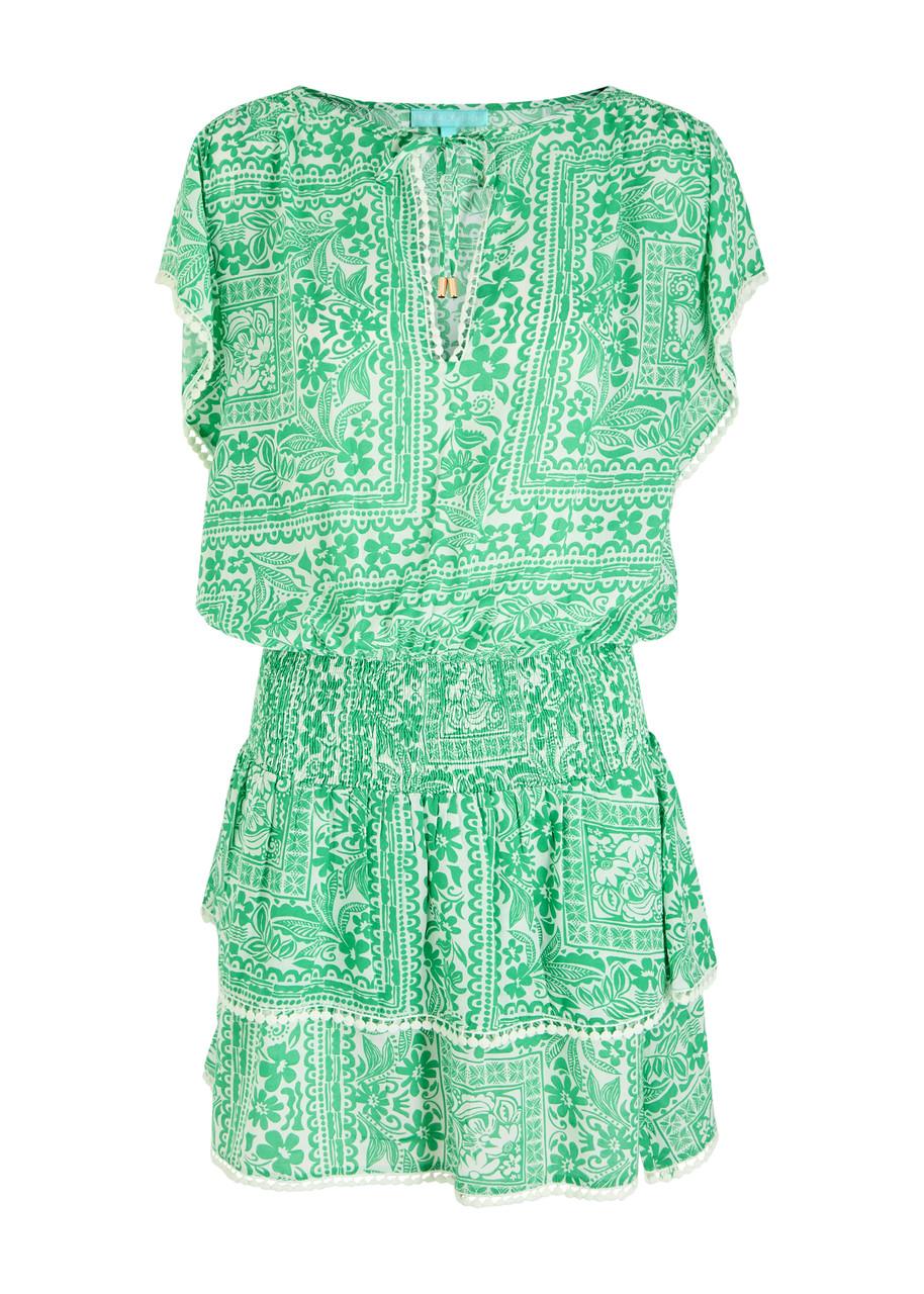 Melissa Odabash Keri Printed Mini Dress in Green | Lyst