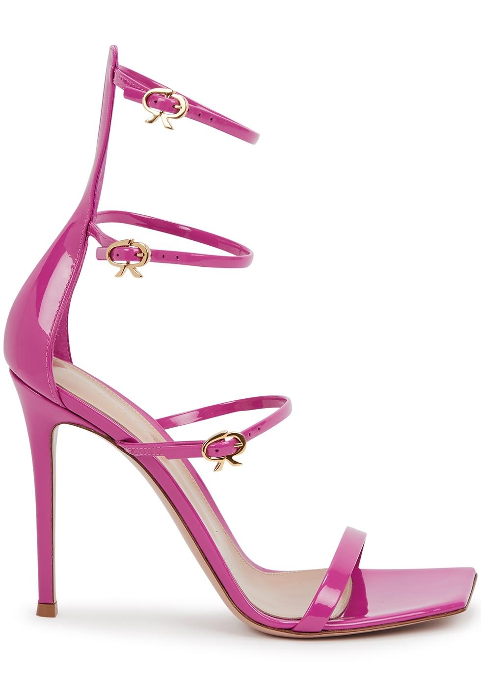 Gianvito Rossi Ribbon Uptown 115 Patent Leather Sandals in Pink | Lyst
