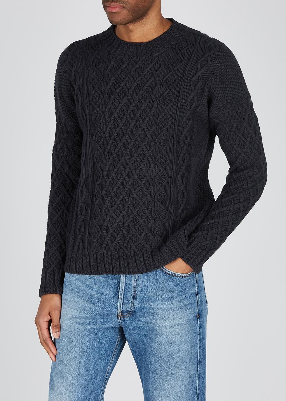 Loewe Navy Cable-knit Cotton Jumper in Blue for Men - Lyst