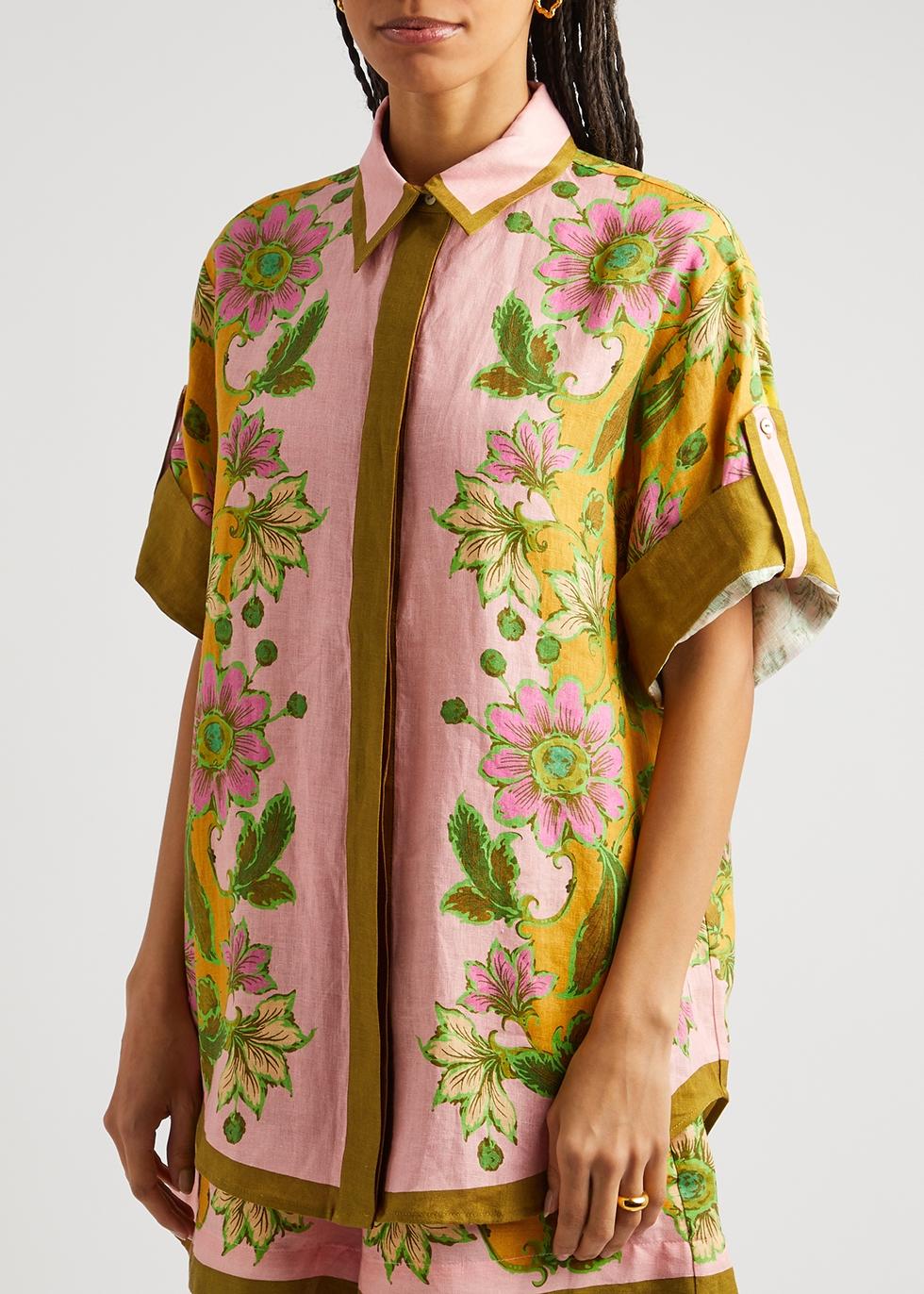 ALEMAIS Venus floral-print silk shirt - Black