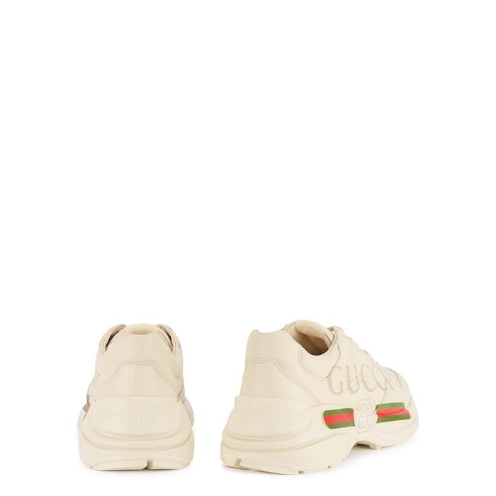 rhyton leather sneaker with gucci logo