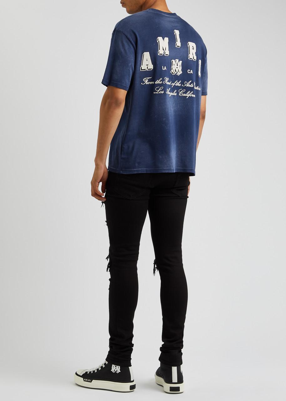 【Amiri】ボーンズ スタックド Blue Tシャツ AMIRI Bones Stacked Cotton T-shirt | Blue | FARFETCH
