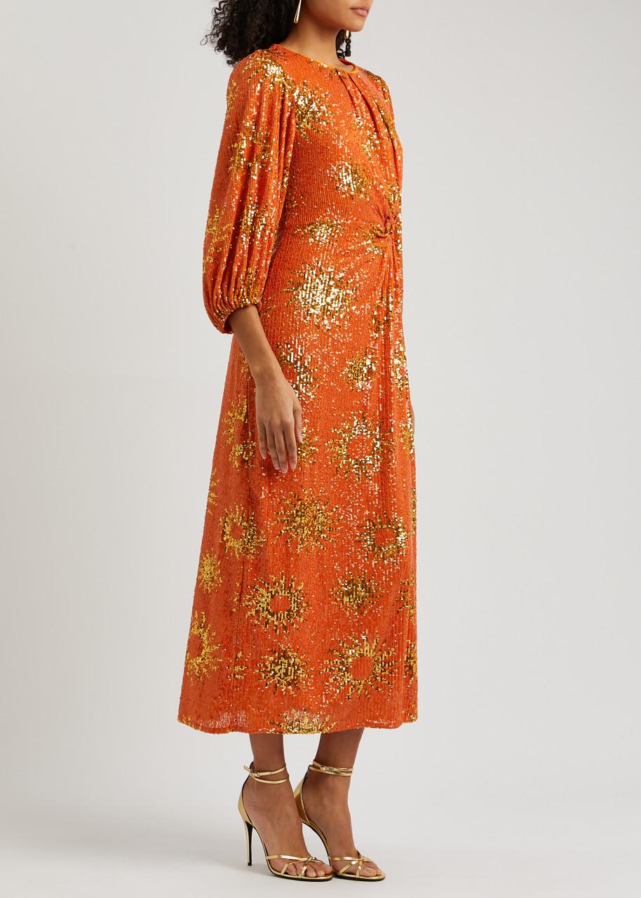 rose gold sequin mini dress Rose Gold Sequined Short Dress With Open Back And Long Sleeves