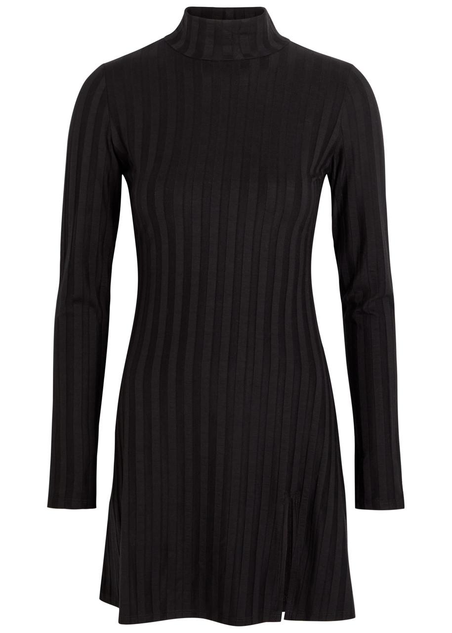 reformation black long sleeve dress Reformation Mini Dress Women XS Black Long Sleeve Tie Front Tencel Stretch