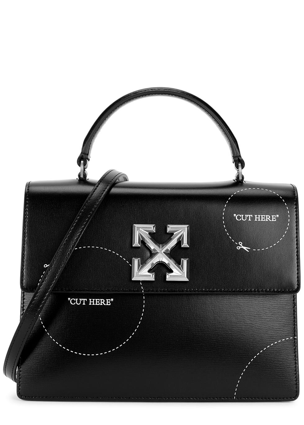 Off-White c/o Virgil Abloh cut Here Jitney 1.4 Leather Top Handle Bag in  Black