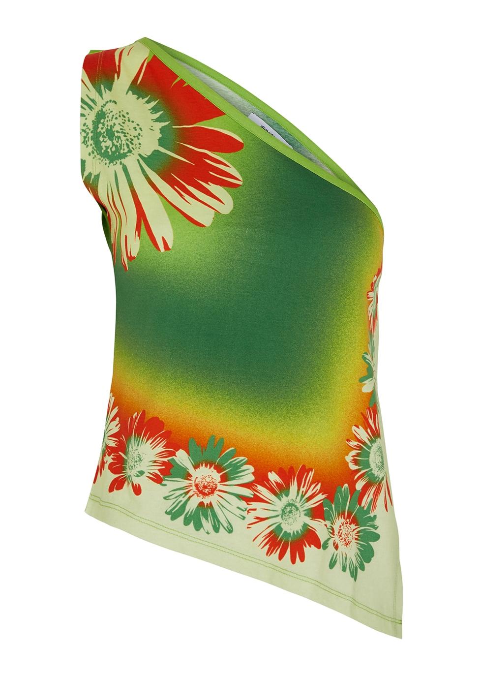 GIMAGUAS Printed One-shoulder Cotton Top in Green | Lyst