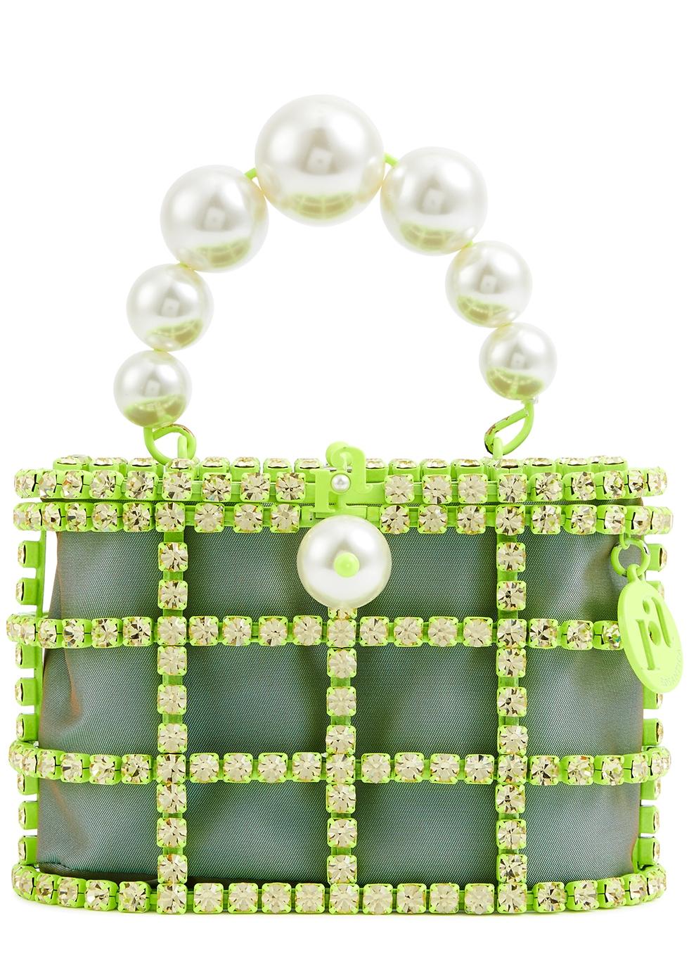 Rosantica Holli Mini Crystal-embellished Top Handle Bag in Green | Lyst