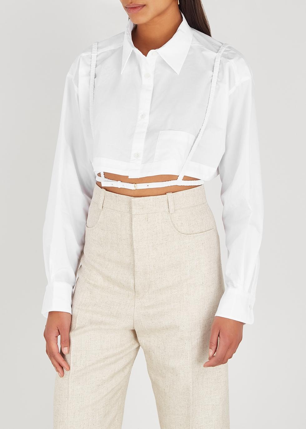 Jacquemus La Chemise Cavaou Cropped Cotton Shirt in White | Lyst