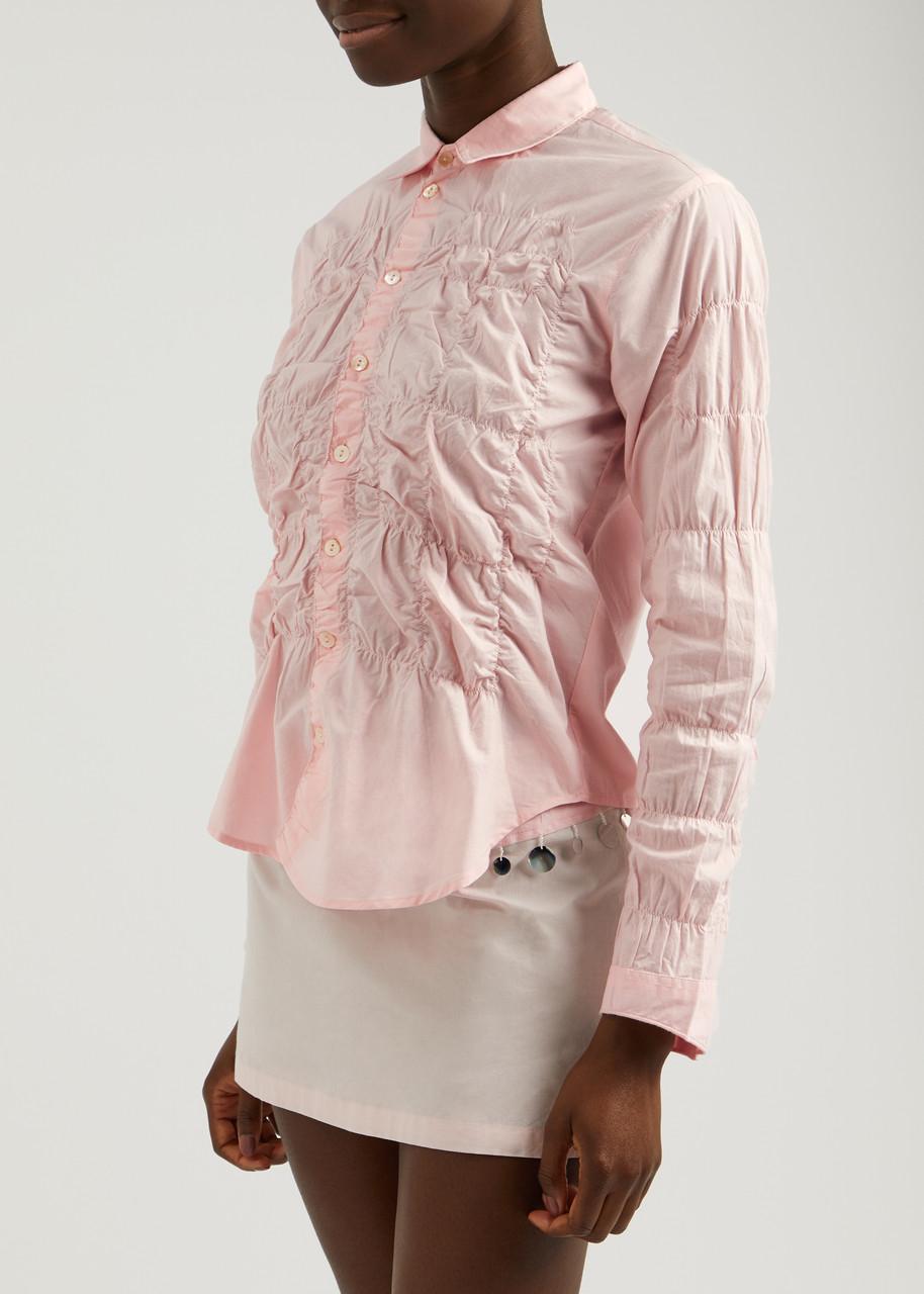 GIMAGUAS Lupa Smocked Cotton Shirt in Pink | Lyst