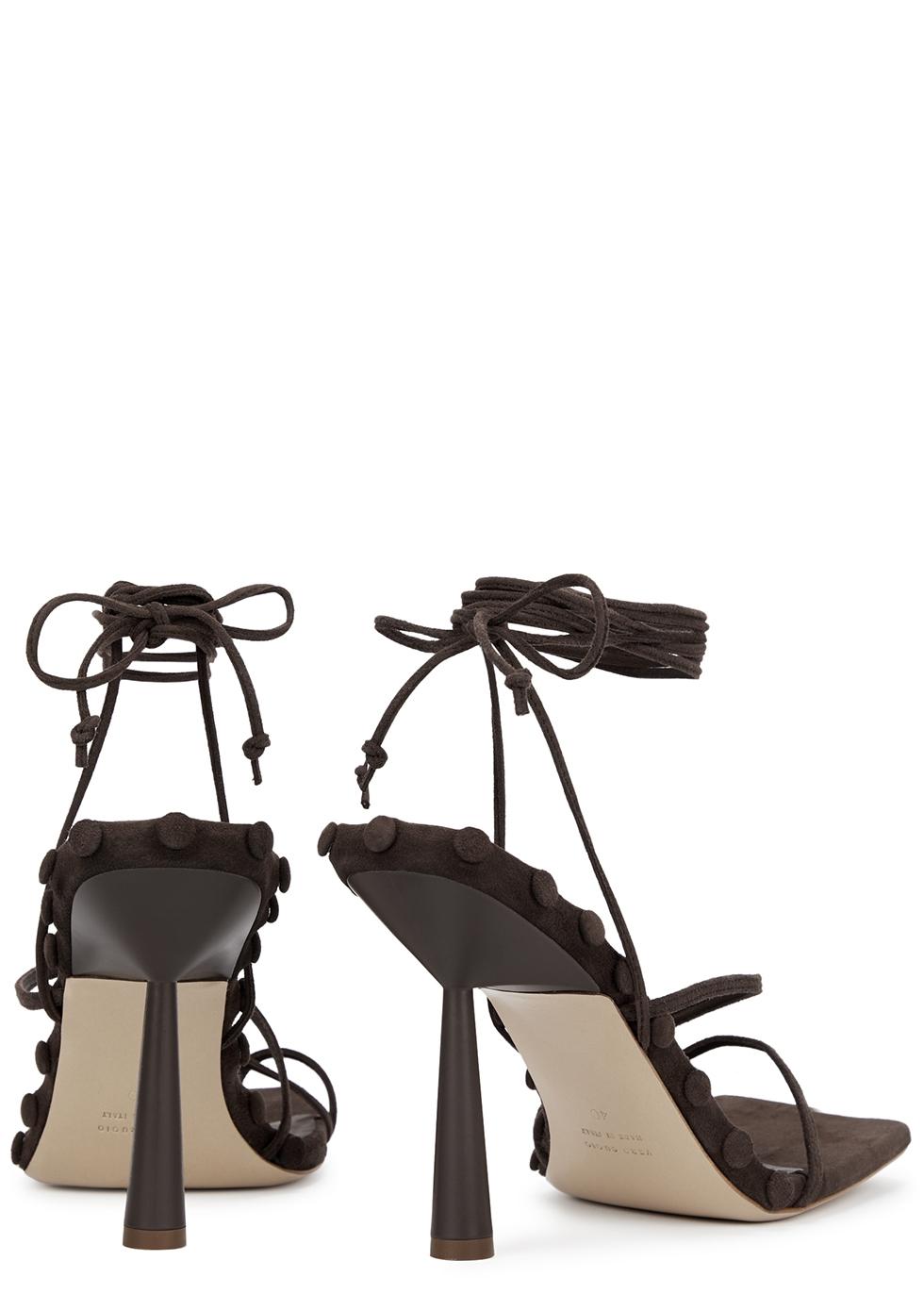 Gia Borghini X Rhw Rosie 36 100 Lace-up Suede Sandals in Black | Lyst