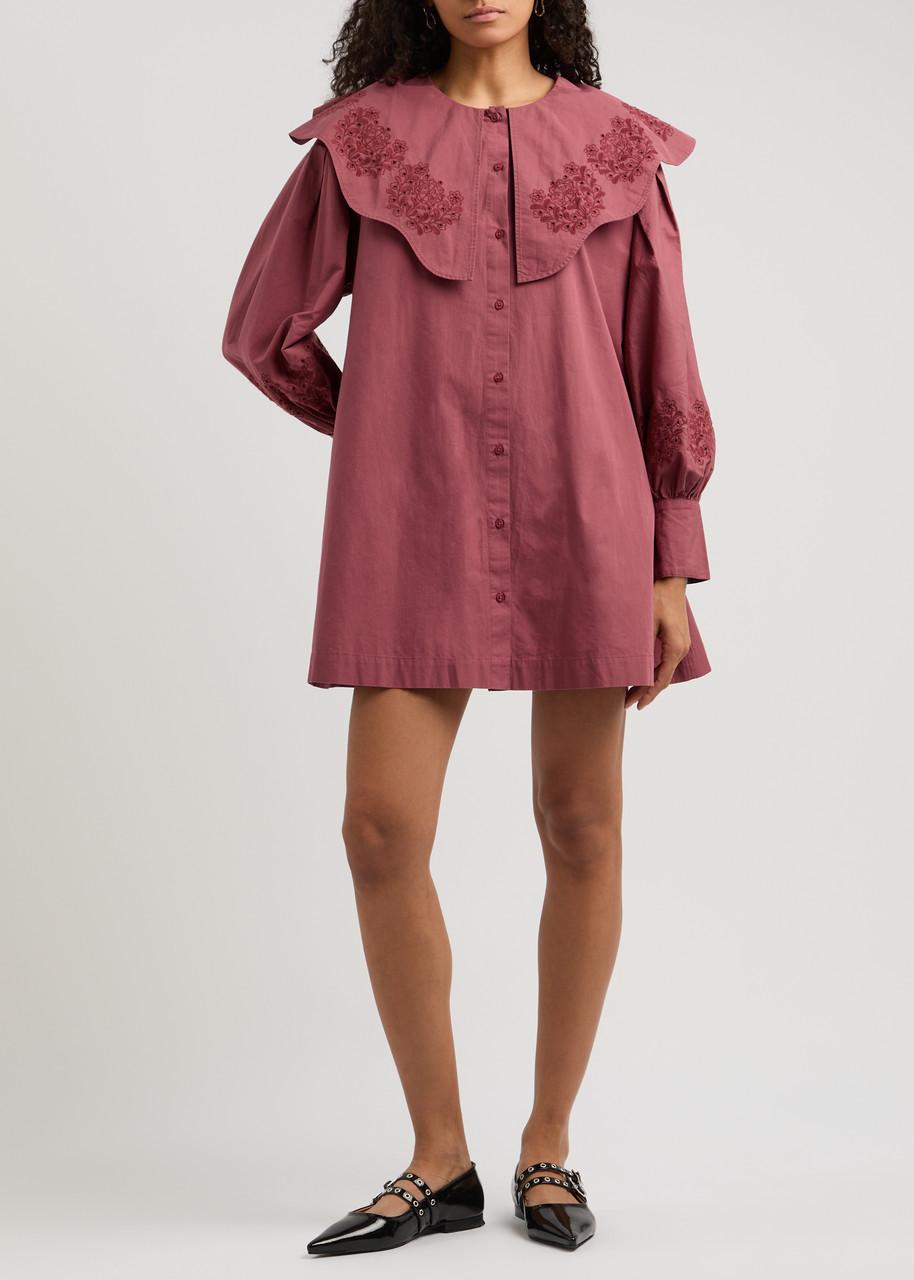 damson madder red mini dress Damson Madder - Raphaela Mini Dress - Red Stripe