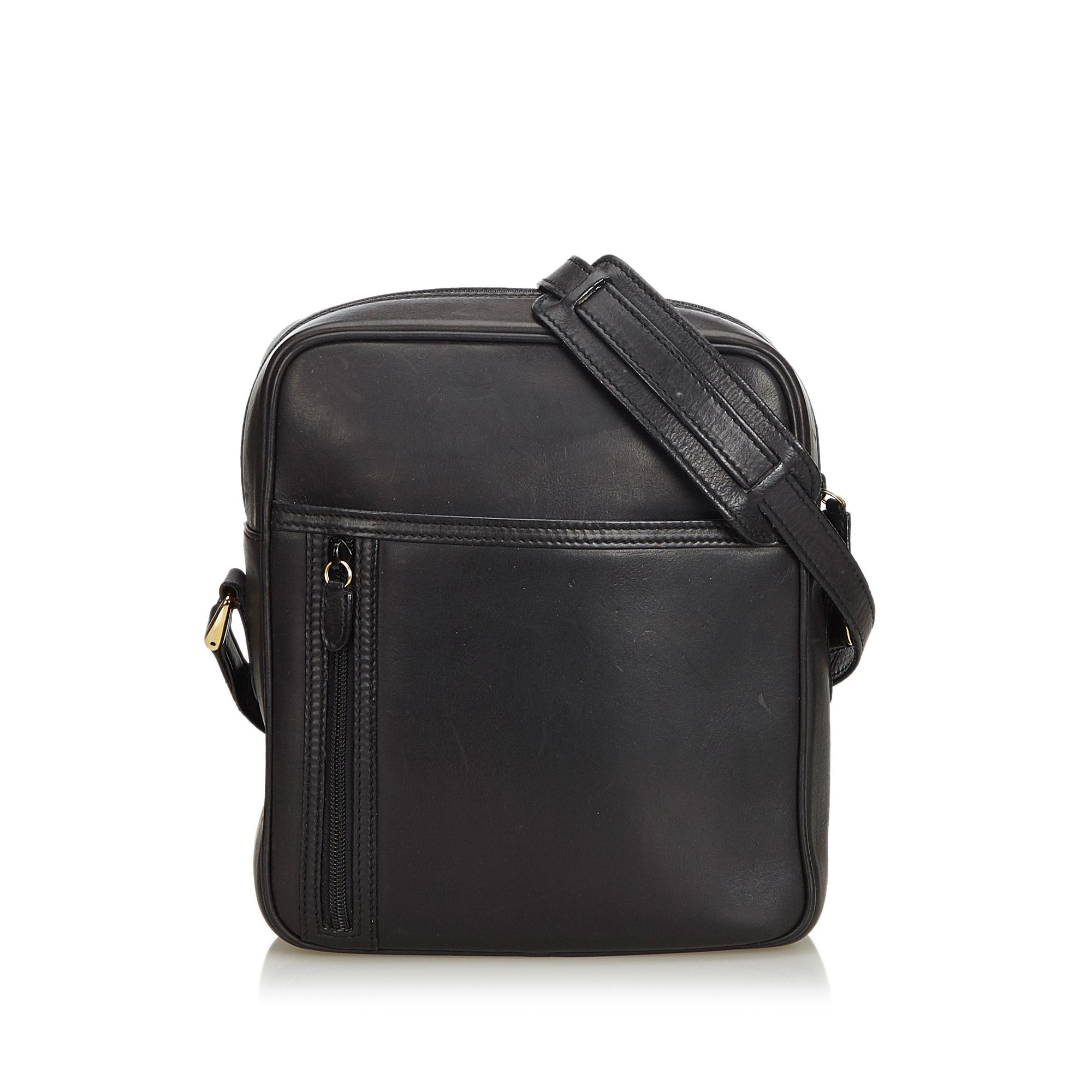 gucci black leather crossbody bag