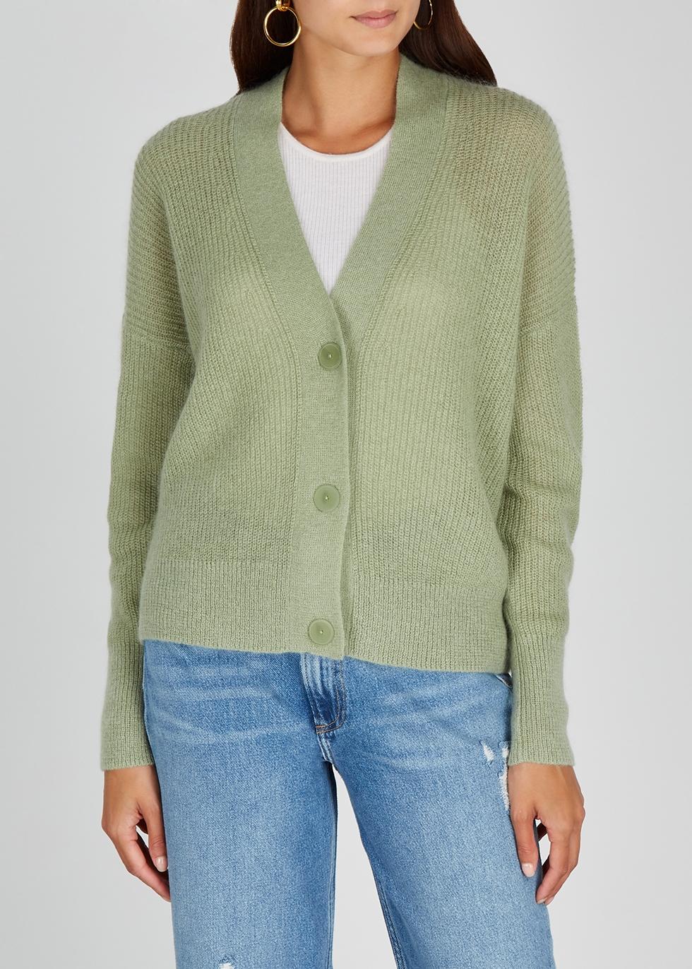 green ribbed cardigan