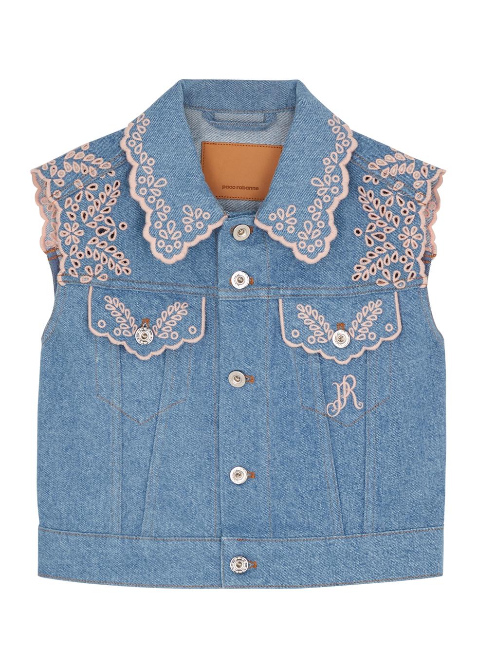 Paco Rabanne Eyelet-embroidered Vest in Blue | Lyst