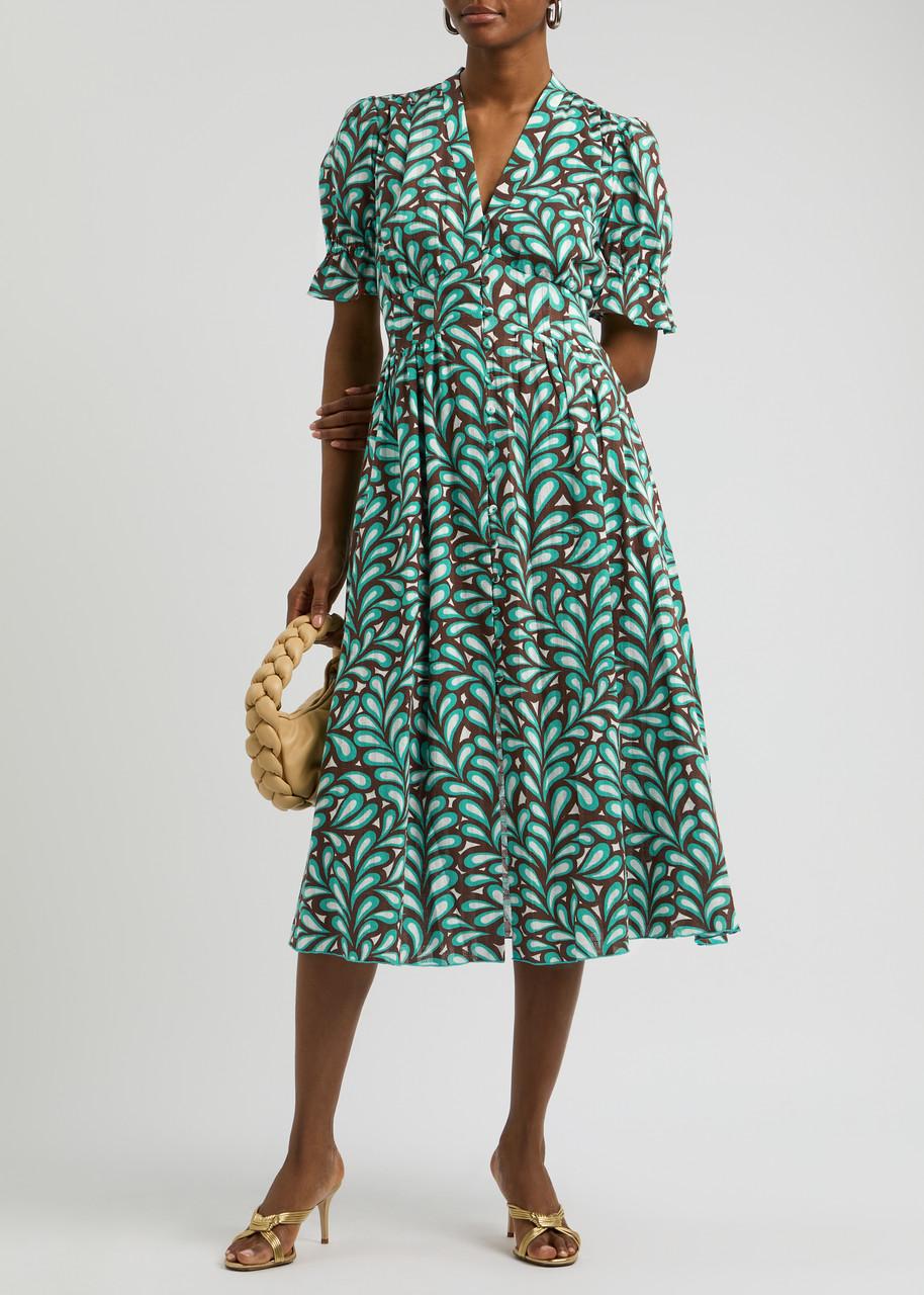 dvf erica cotton midi dress Erica printed cotton midi dress in multicoloured - Diane Von Furstenberg
