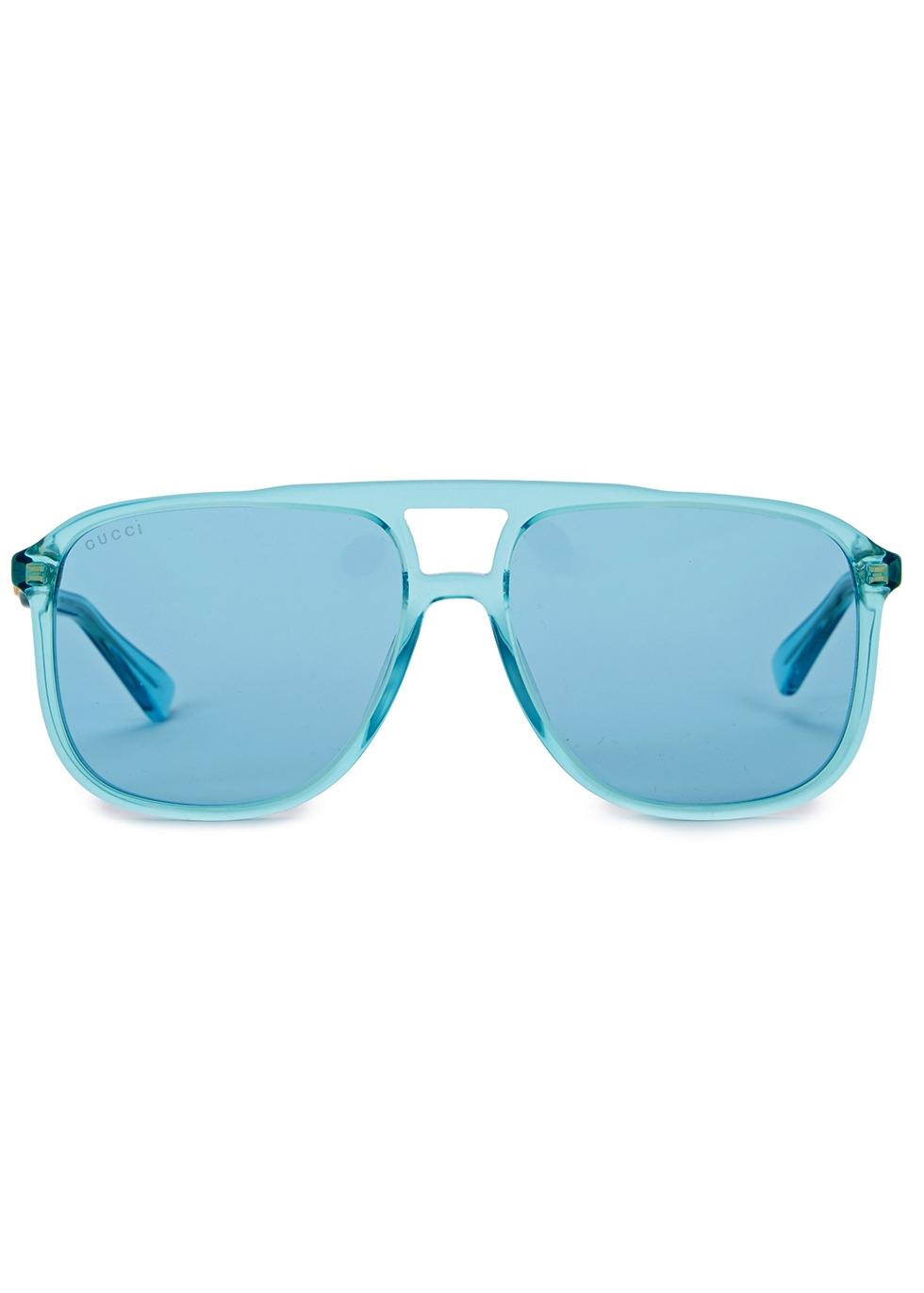 Gucci Turquoise Sqaureframe Transparent Sunglasses in Blue Lyst