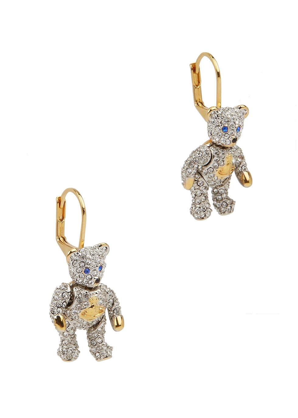Vivienne Westwood Teddy Crystal-embellished Gold-tone Earrings in White ...