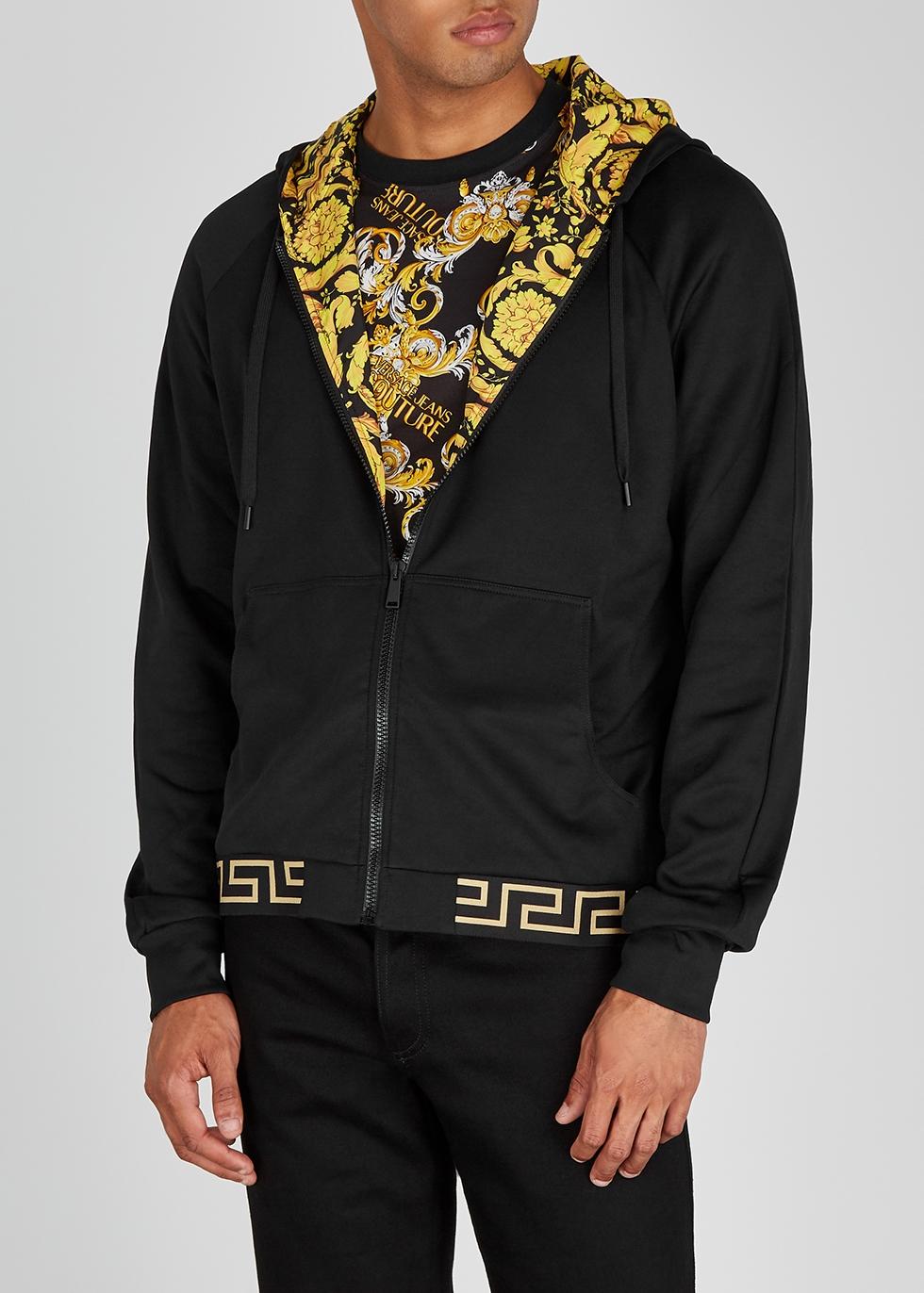 Versace Synthetic Black Hooded Jersey Sweatshirt for Men - Lyst