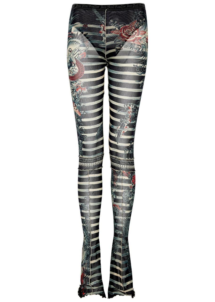 ［タグ付］Jean Paul Gaultier Tattoo Leggings Jean Paul Gaultier Sailor Tattoo Flared Tulle leggings in Black