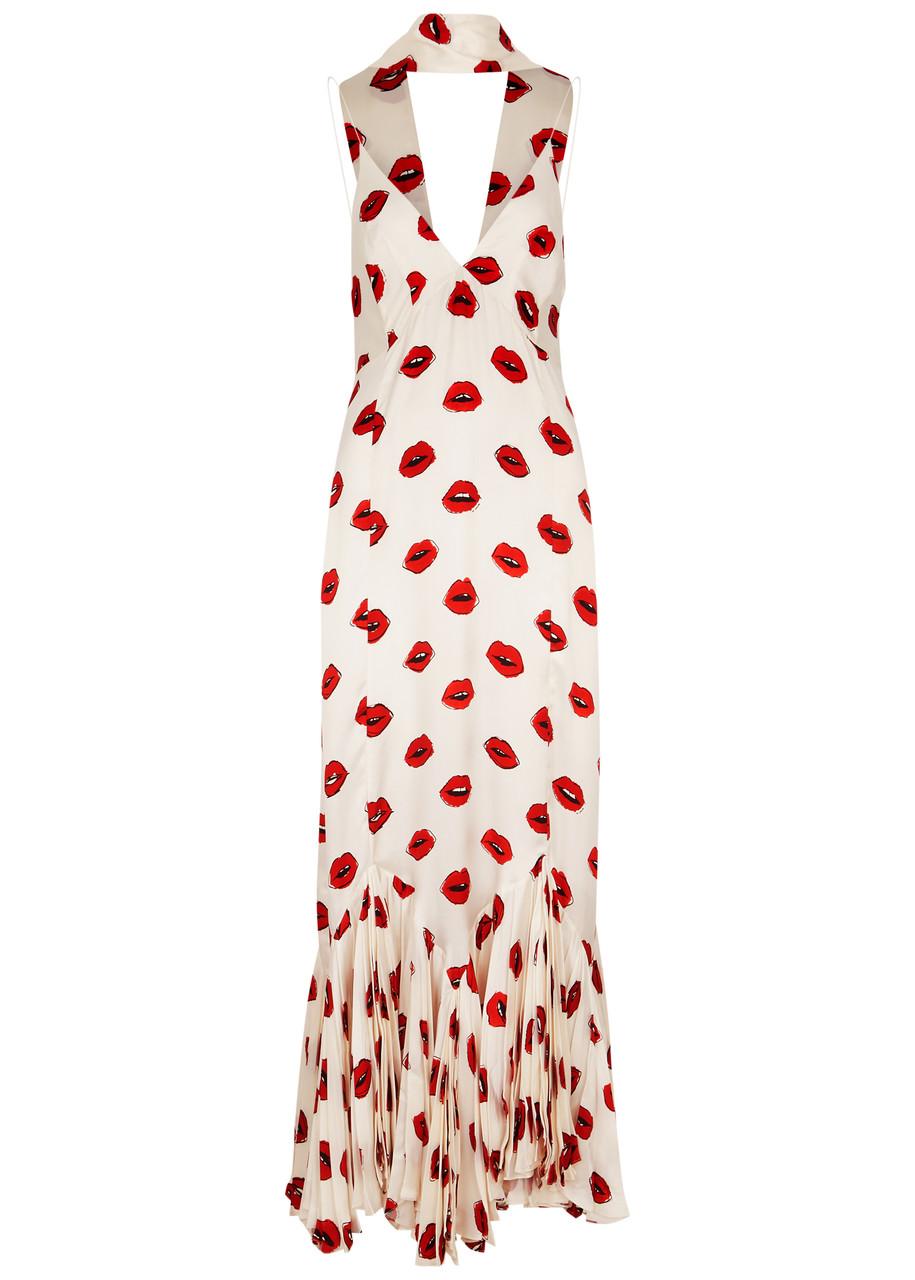 khaite candita silk maxi dress Khaite, Candita scarf-detail silk midi dress, Women, Blue, M, Dresses