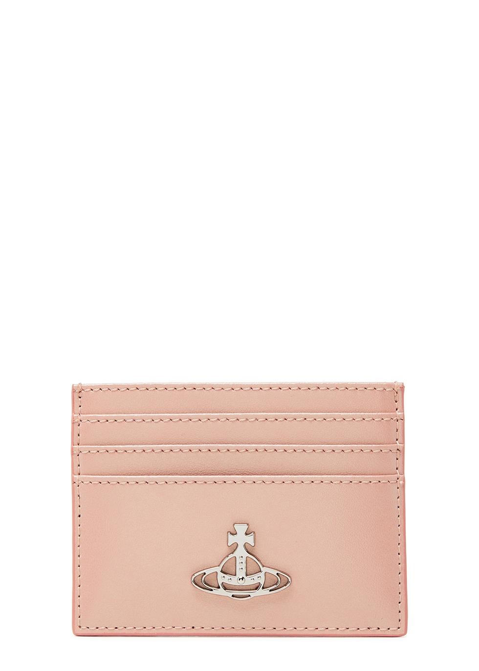 【VIVIENNE WESTWOOD】Orb Logo Leather Card Holder Pink Vivienne Westwood Pink Pearlised Card Holder Vivienne Westwood