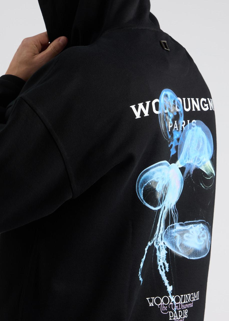 Wooyoungmi embroidered-logo cotton hoodie - Blue