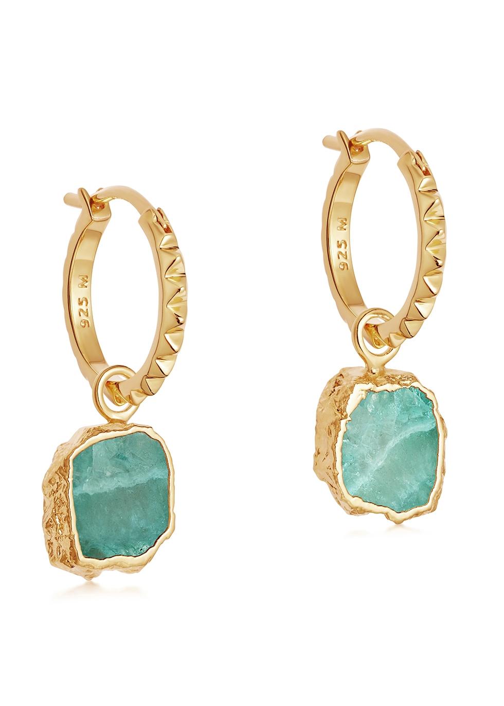 Missoma Amazonite 18kt Gold Vermeil Hoop Earrings in Green - Lyst