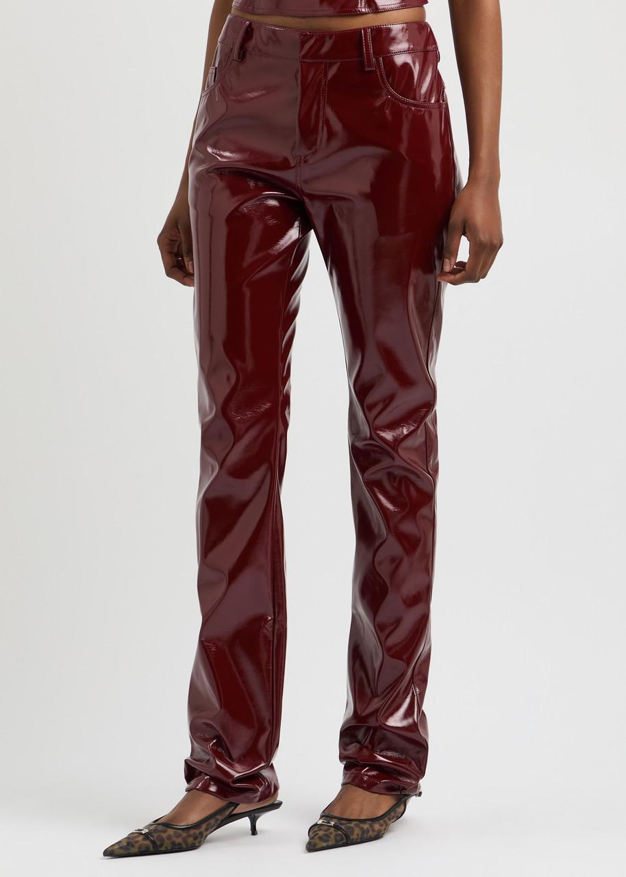 Red vinyl pants mens sale