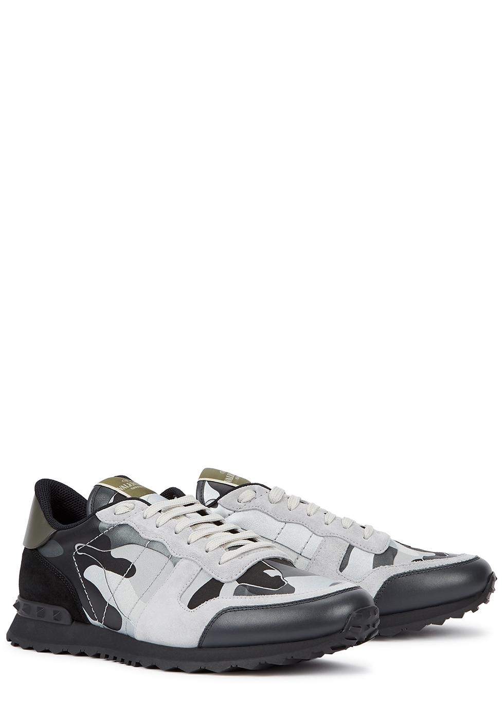 Valentino Garavani Rockrunner Camouflage Suede Sneakers in Gray for Men ...