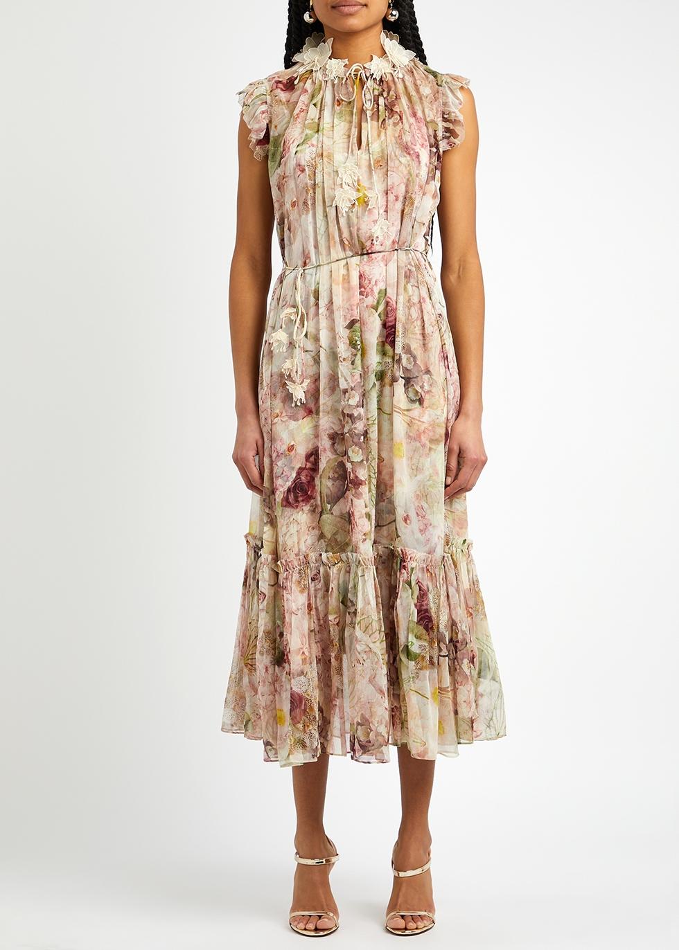 Zimmermann Dancer Flutter Floral-print Silk-chiffon Midi Dress | Lyst