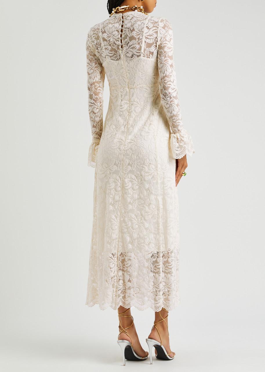 Rabanne Lace Maxi Dress in White | Lyst
