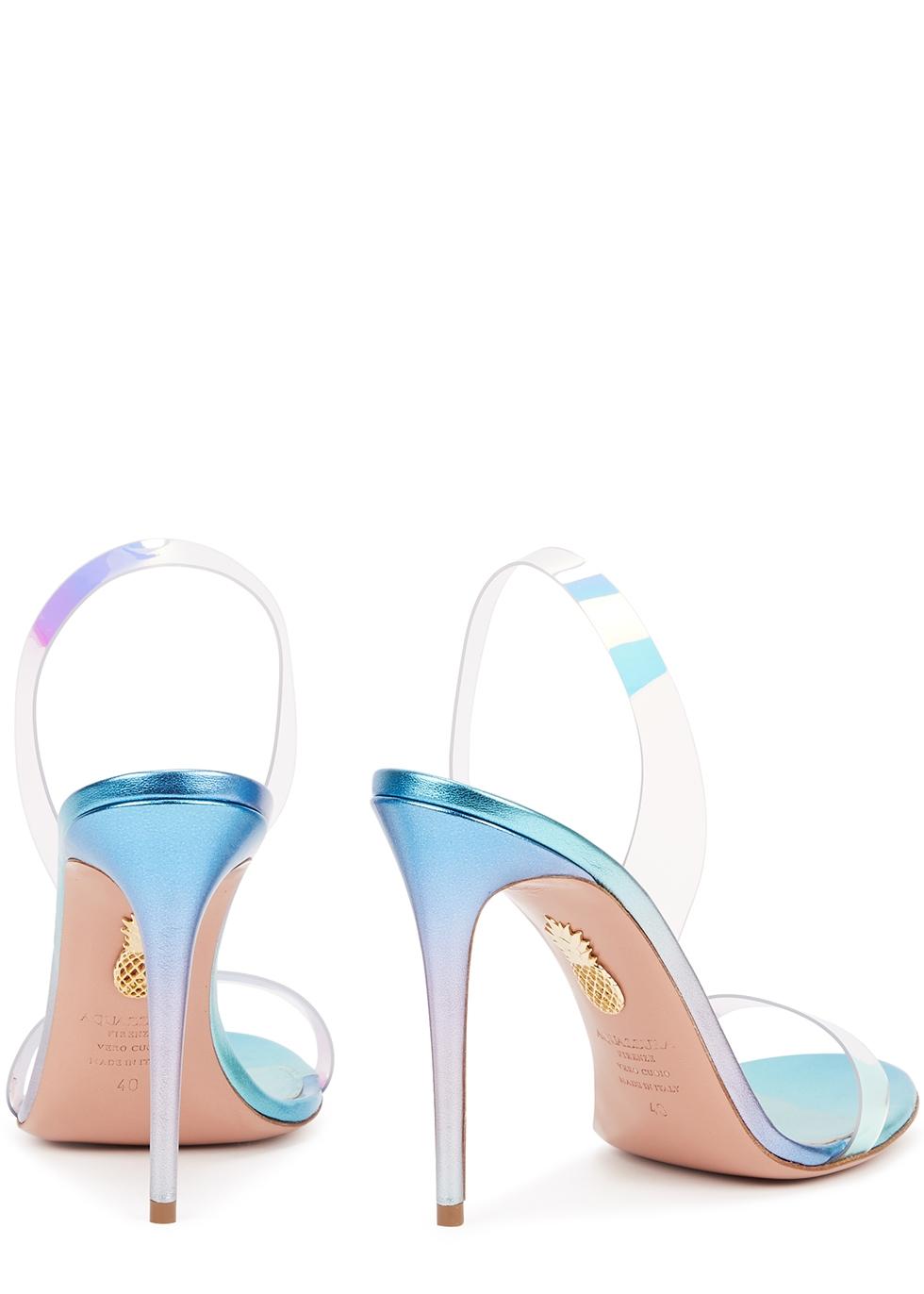 Aquazzura So Nude Plexi 105 Leather And Pvc Sandals In Blue Lyst