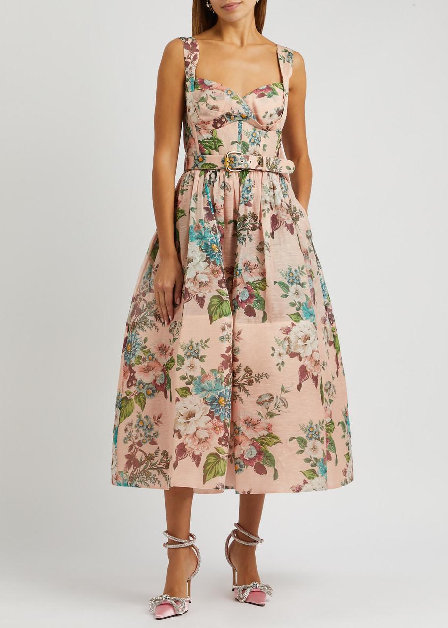 chinese dress ladies Matchmaker Floral Linen Mini Dress by Zimmermann for Hire| High St. Hire