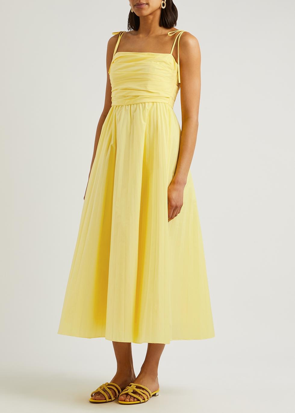 Jonathan Simkhai Simkhai Caroline Pleated Cotton blend Midi Dress