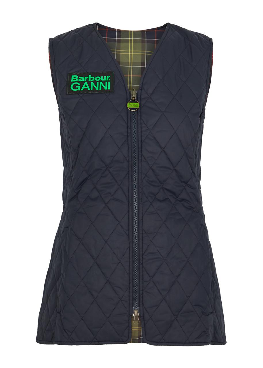 Barbour X Ganni Betty Reversible Shell Gilet in Blue | Lyst UK