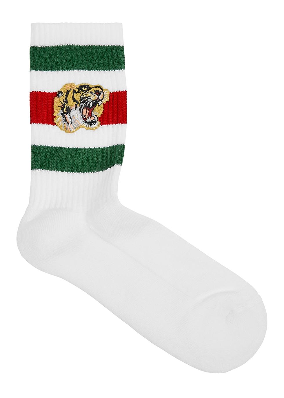Gucci Embroidered Tiger Appliqué Socks in White for Men | Lyst