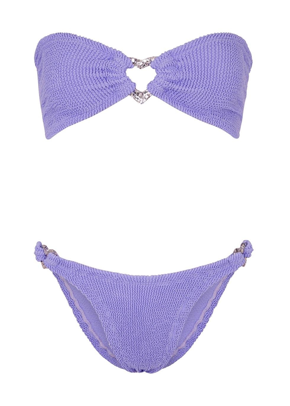 Hunza G Nicole Seersucker Bikini in Purple | Lyst