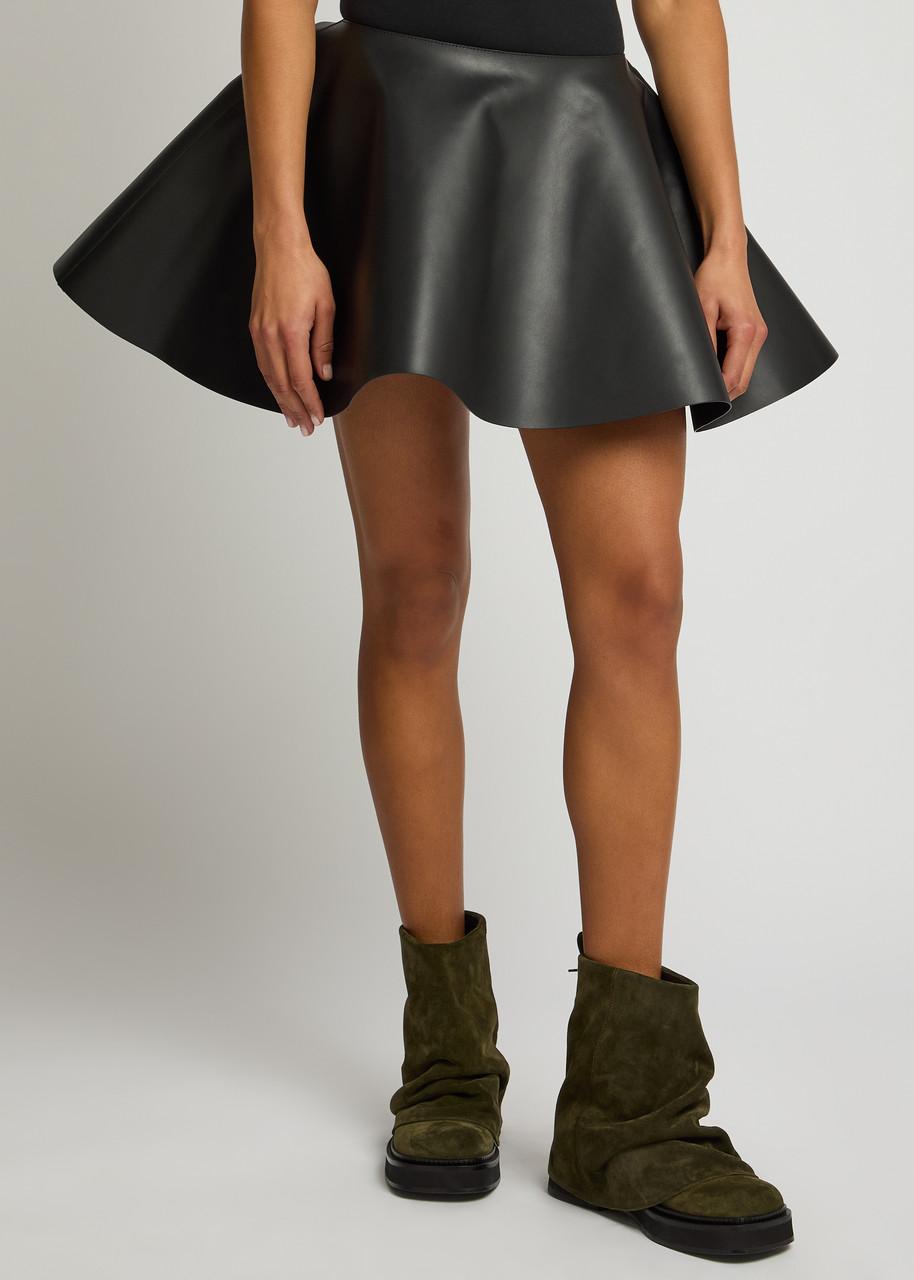 JW Anderson Leather Mini Circle Skirt in Black | Lyst