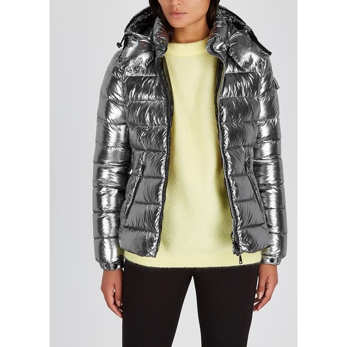 Moncler Bady Silver Quilted Shell Jacket in Metallic | Lyst