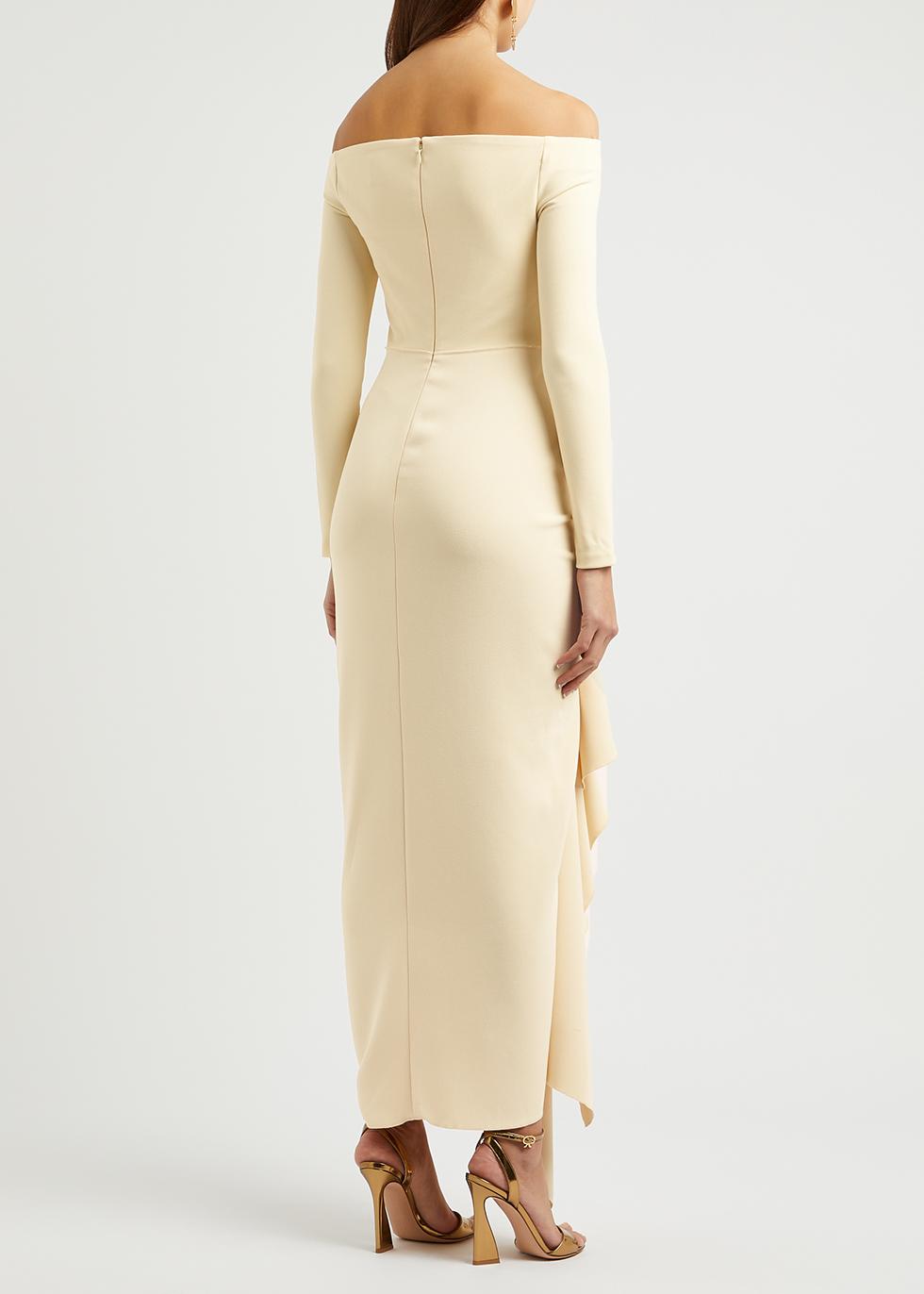 Solace London Lotus Ivory Ruffle-trimmed Maxi Dress in White | Lyst