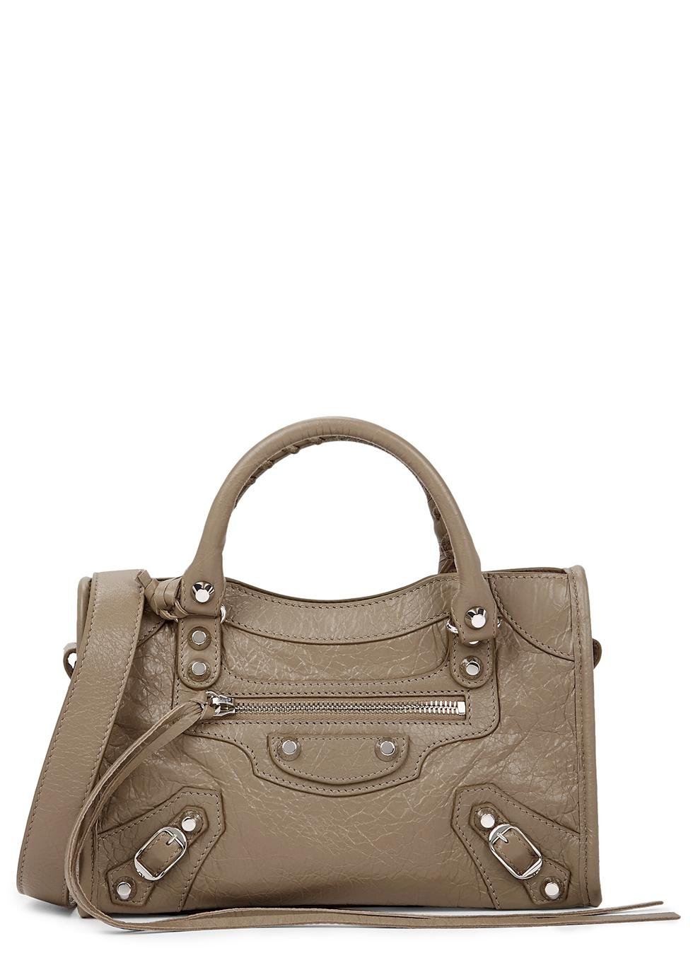 Classic Mini Taupe Shoulder Bag in Gray | Lyst