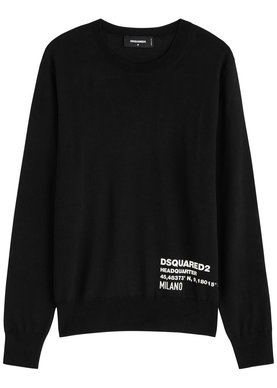DSquared Logo Applique Wool Jumper in Black Lyst UK