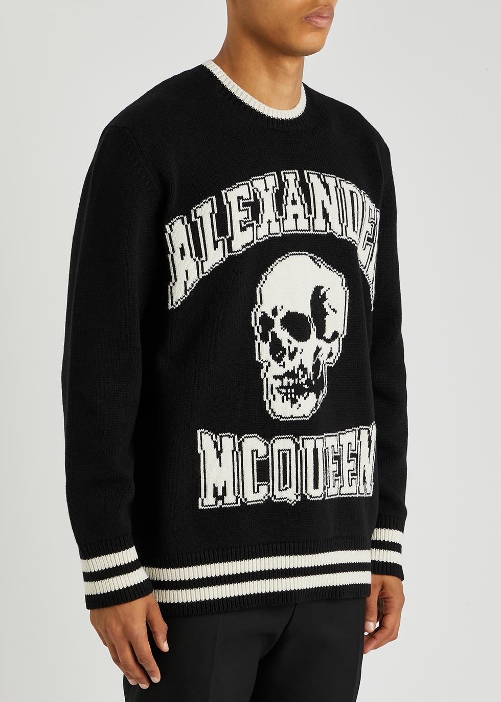 Alexander McQueen, Logo-Jacquard Wool and Cashmere-Blend Sweater, Men, Black, S