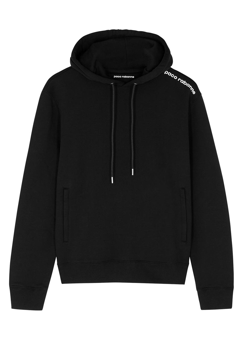Paco Rabanne Black Logo Hooded Cotton Sweatshirt - Lyst