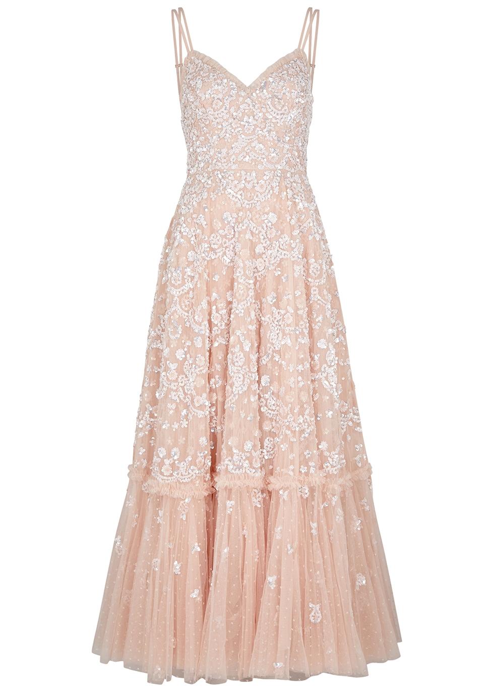 Needle & Thread Alina Sequin-embellished Tulle Gown in Pink | Lyst