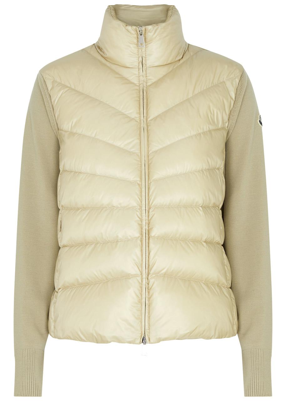 Moncler Quilted Shell And Wool Jacket in Natural Lyst