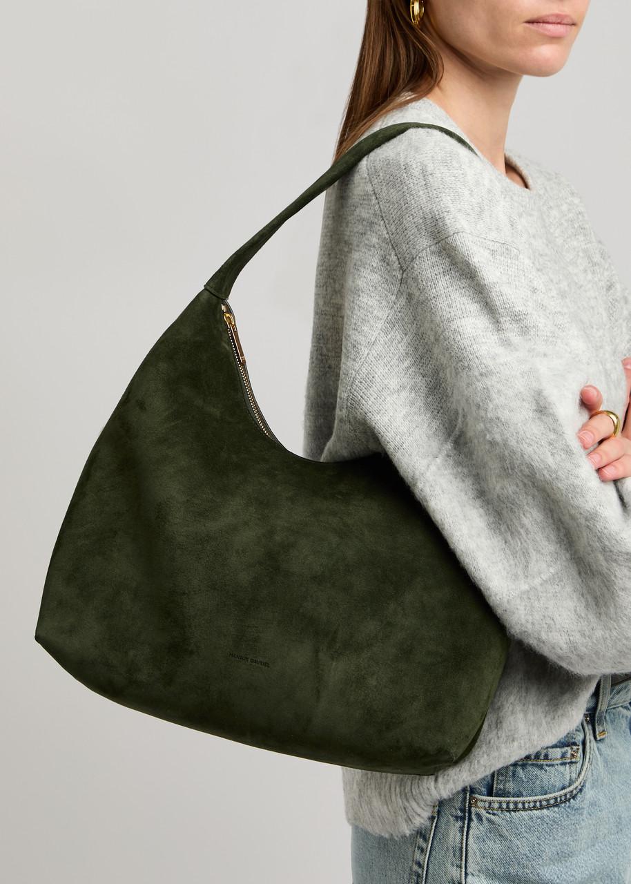 Mansur Gavriel Suede Shoulder Bag with Top Zipper in Green Lyst