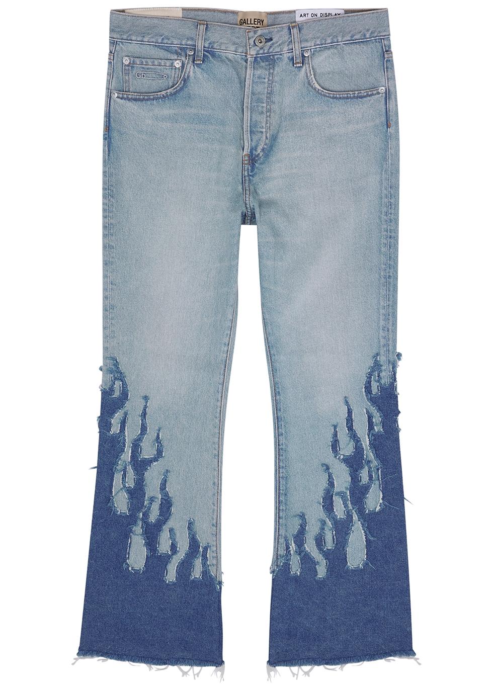 GALLERY DEPT. Flames Distressed Straight-leg Jeans in Blue for Men | Lyst